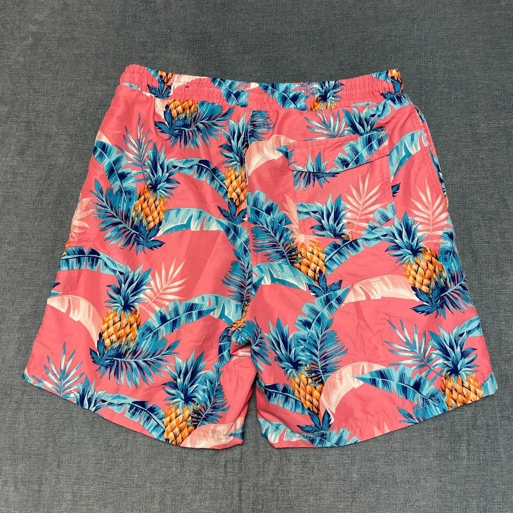 Club Room Board Shorts Mens Small Coral Pink Pineapple Palm Leaf Swimwear Beach